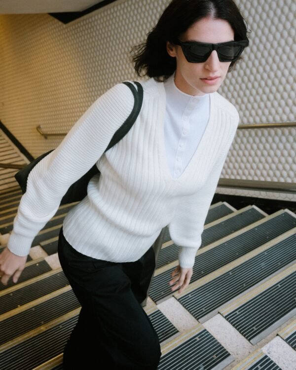 Sanne Ottoman-Knit V-Neck Sweater - Image 7