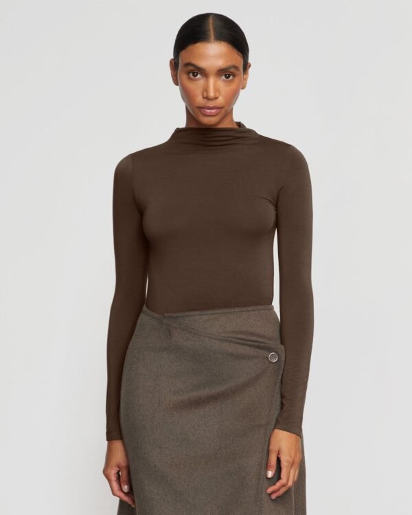 Ava Mock-Neck Long-Sleeve Tee - Image 2