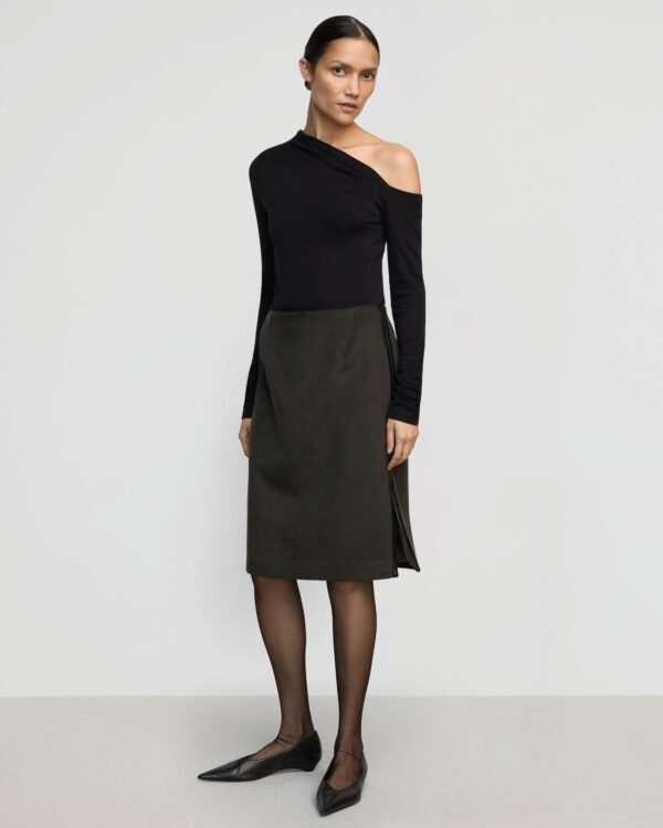 Colette Contrast Leather-Trim Skirt - Image 2