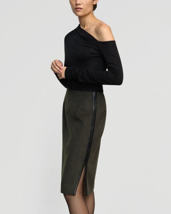 Colette Contrast Leather-Trim Skirt - Image 3