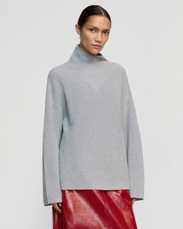 Daria Wrap-Neck Organic Cotton-Wool Sweater - Image 2