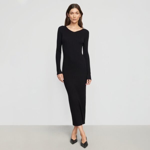 Elizabeth Zipper-Sleeve Ribbed Dress