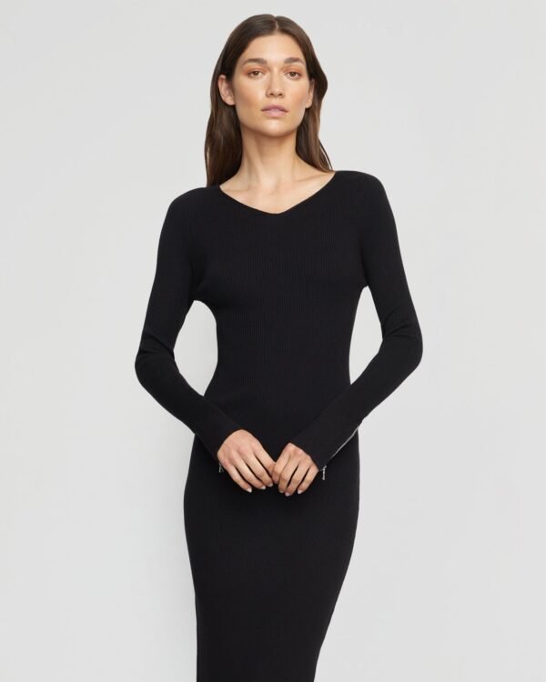 Elizabeth Zipper-Sleeve Ribbed Dress - Image 4