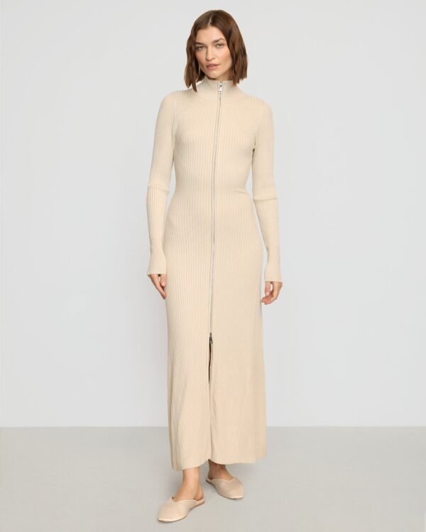 Janne Ribbed Two-Way Zip Sweater Dress - Image 4