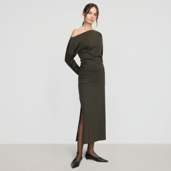 Kezia Off-Shoulder Satin Jersey Dress