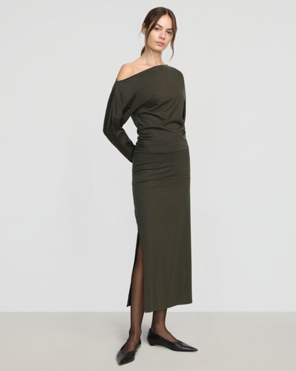 Kezia Off-Shoulder Satin Jersey Dress - Image 2