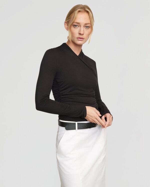 Lilou Wrap-Neck Long-Sleeve Tee - Image 2