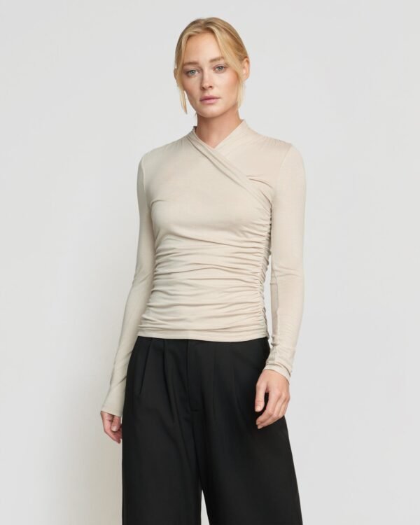 Lilou Wrap-Neck Long-Sleeve Tee - Image 2