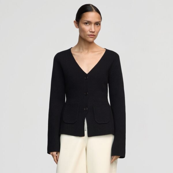 Maeve Organic Cotton-Wool V-Neck Cardigan