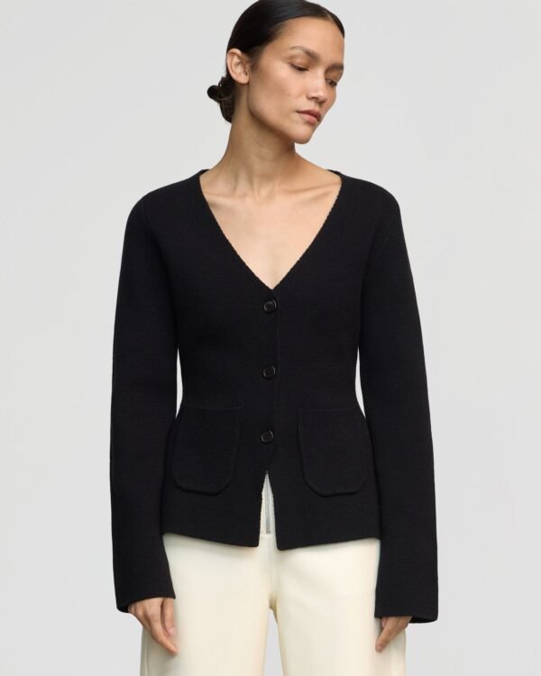 Maeve Organic Cotton-Wool V-Neck Cardigan - Image 4