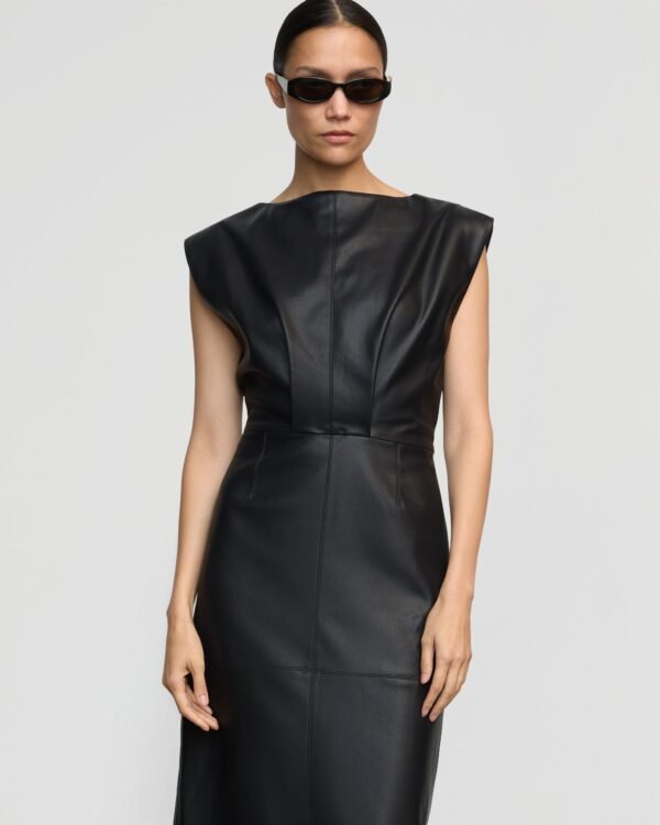 Nova Structured Vegan Leather Dress - Image 3