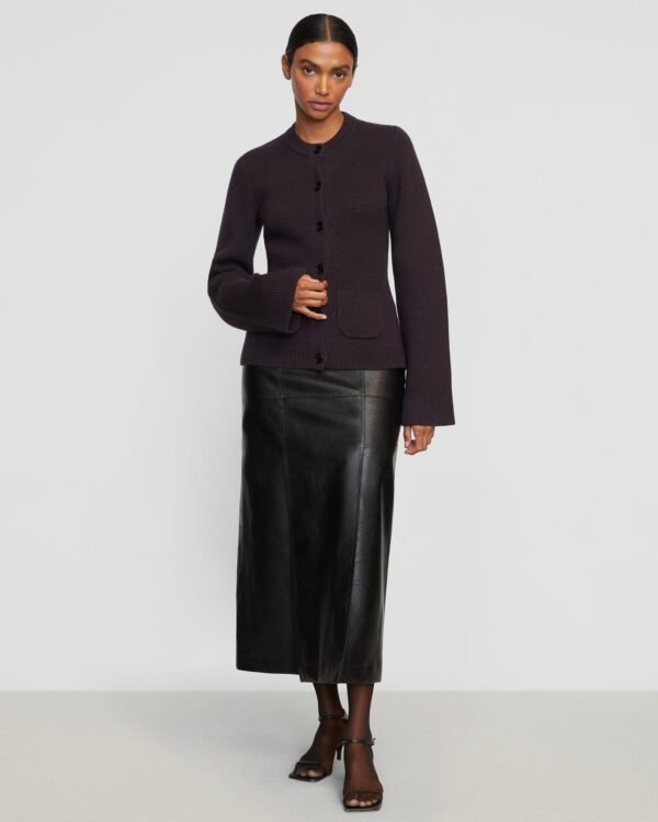 Rama Front-Vent Vegan Leather Skirt - Image 4