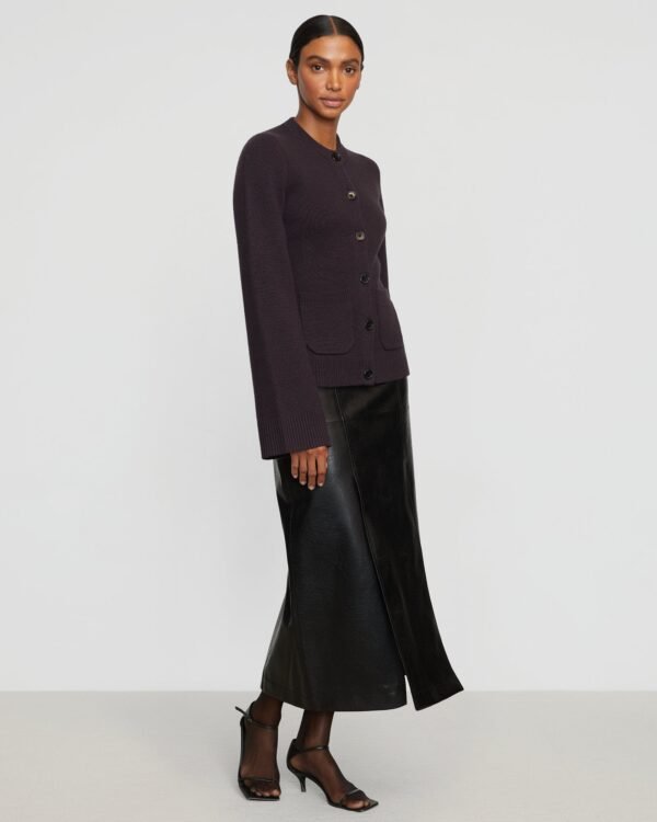 Rama Front-Vent Vegan Leather Skirt - Image 7