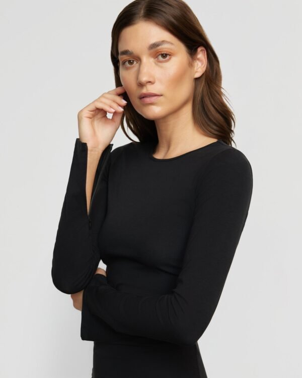 Ronit Zipper-Sleeve Crew-Neck Tee - Image 4