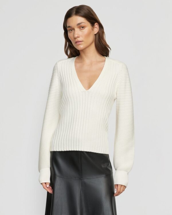 Sanne Ottoman-Knit V-Neck Sweater - Image 2