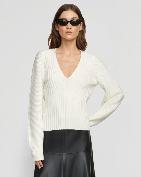 Sanne Ottoman-Knit V-Neck Sweater - Image 4