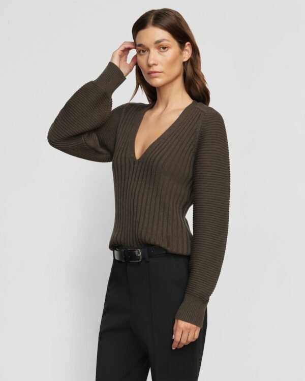 Sanne Ottoman-Knit V-Neck Sweater - Image 2