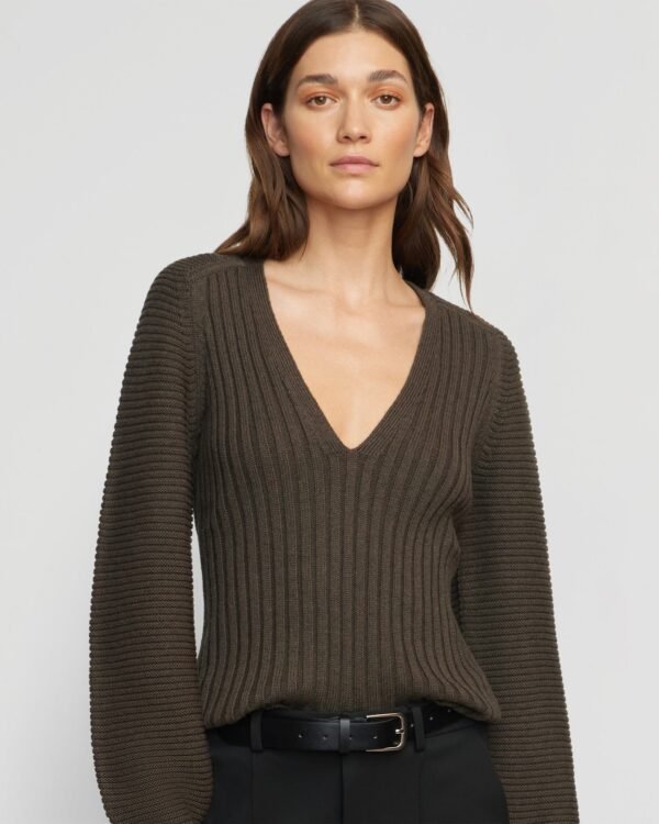 Sanne Ottoman-Knit V-Neck Sweater - Image 4