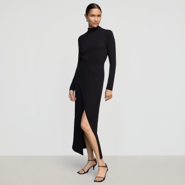 Suki Mock-Neck Side-Slit Dress