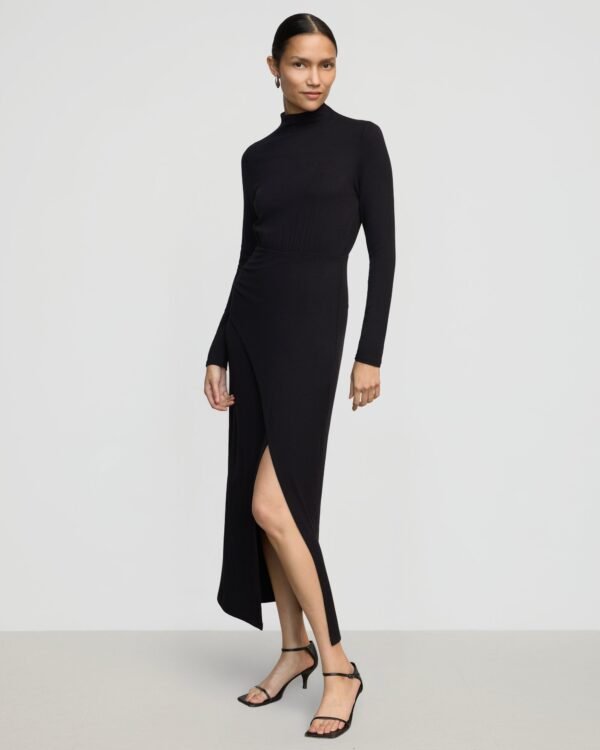 Suki Mock-Neck Side-Slit Dress - Image 2