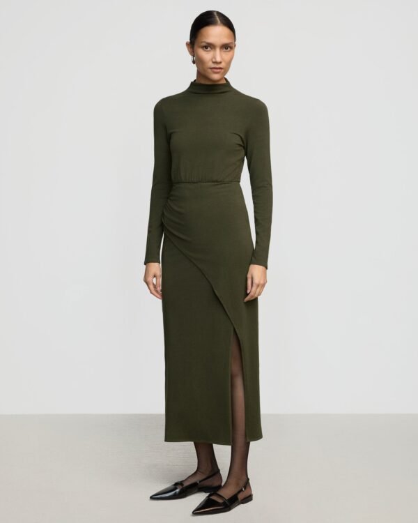 Suki Mock-Neck Side-Slit Dress - Image 2