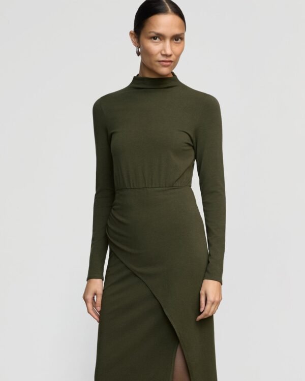 Suki Mock-Neck Side-Slit Dress - Image 3